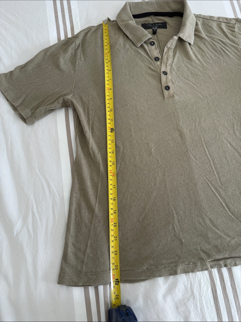 100% Cotton rag & bone Pale Olive Green Men’s Polo T-Shirt - Picture 6 of 8